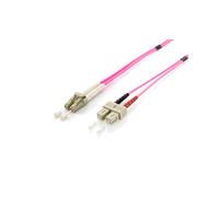 Equip 255537 : Câble Fibre Optique OM4 15m, Connecteurs 2xLC vers 2xSC, Diamètre Core 50µm, Gaine LSZH, Duplex Intégral