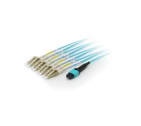 Equip 25556707 : Câble Fibre Optique OM4 15m MTP (Femelle) vers 4x LC (Mâle) 50/125µm Cyan, LSFROH, -20°C à 70°C