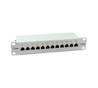 Equip 326523 12-Port Cat.6A Shielded Patch Panel, 10", Light Grey