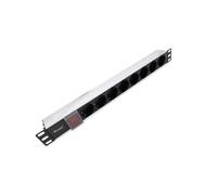Equip 333293 Unité Distribution Énergie Rack 1U 8 Prises Type F 250V 16A, Câble 1.8m, Aluminium, Conforme CE/RoHS