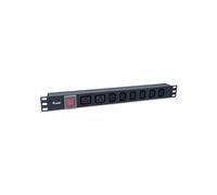 Equip 333316 Unité de Distribution d'Énergie 8 Prises CA (C13/C19) 1U Noir, 220-240V, 16A, Câble 1.8m, Boîtier Aluminium, RoHS