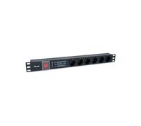 Equip 333317 Bandeau d'alimentation 1U 6 Prises Type F, 220-240V 16A, Boîtier Aluminium, Câble 1.8m, Protection Surtension, CE/RoHS