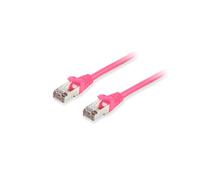 Equip 606909 Câble Réseau 15m Cat6a S/FTP (S-STP) RJ-45 Contacts Or, 10GbE, PoE+, LSZH, AWG26, Rose, Diamètre 6.1mm