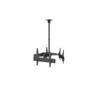 Equip 650371 Support Plafond Triple Écran 32"-65" (81-165cm), VESA 100x100 - 600x400, Inclinaison 0-15°, Charge Max 90kg, Aluminium/Acier/Plastique, Noir