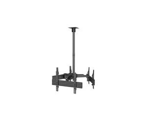Equip 650371 Support Plafond Triple Écran 32"-65" (81-165cm), VESA 100x100 - 600x400, Inclinaison 0-15°, Charge Max 90kg, Aluminium/Acier/Plastique, Noir