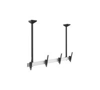 Equip 650373 Support Plafond Double Écran 45-55" VESA 200x200 à 600x400, Inclinaison 0° à -20°, Charge Max 100kg, Gestion Câbles, Noir/Argent