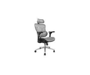 Equip 651050 : Chaise de bureau ergonomique, assise Mesh grise, dossier grillagé, accoudoirs 3D, support lombaire & tête, réglable 90-120°, charge 150kg