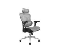 Equip 651050 : Chaise de bureau ergonomique, assise Mesh grise, dossier grillagé, accoudoirs 3D, support lombaire & tête, réglable 90-120°, charge 150kg