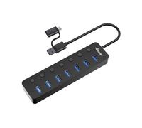 Equip 7-Port USB-A3.2-Hub->7xUSB-A 3.2 mit USB-C Adapt.5Gbps