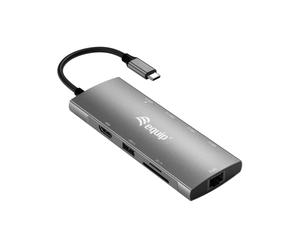 Equip Adaptateur multifonctionnel USB-C 9 en 1, HDMI 4K/60Hz, Gigabit LAN, USB 3.2 GEN1, SD/TF, 100W USB PD