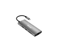 Equip Adaptateur USB-C Multifonction 9-en-1, HDMI 4K/60Hz, Gigabit LAN, USB 3.2 Gen1, Lecteur SD/TF, USB PD 100W, Boîtier Aluminium Gris