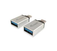 Equip Adaptateur USB Type C Mâle vers USB Type A Femelle Aluminium Argenté - Transfert 5000 Gbit/s - Dimensions 14.8x7.5x35mm - Poids 10g - Lot de 2