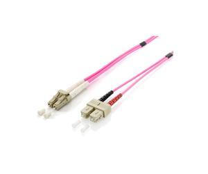 Equip Câble Fibre Optique OM4 1m LC/SC 50/125µm Multimode, Gaine LSZH, Diamètre Core 50µm, Insertion ≤ 0.5dB, Violet, REACH/RoHS
