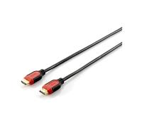 Equip Câble HDMI 2.0 2m, 4K/60Hz, Ethernet, ARC, HDCP, contacts Or, AWG30, bicolore Noir/Rouge, blindage magnétique, 10.2 Gbit/s