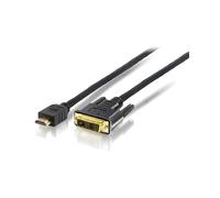 Equip Câble HDMI vers DVI-D 10m Mâle/Mâle, Contacts Or, AWG 26, Blindage Magnétique, Noir - Réf. 119329