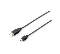 Equip Câble USB 2.0 A vers Mini-B M/M 1.8m - Connecteurs Mâle/Mâle - Double Blindage - Noir - Longueur 1800mm - Référence 128521