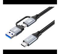 Equip Câble USB 3.2 Gen 2x2 3m USB-A/USB-C vers USB-C 20Gbit/s, Power Delivery 100W, Mode DP Alt, Contacts Or, Aluminium, Noir