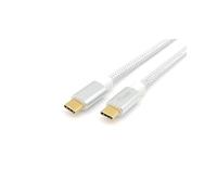 Equip Câble USB-C 3.2 Gen 2 (10Gbps) M/M 0.5m, PD 100W (20V/5A), Vidéo 4K/60Hz, Contacts Or, Double Blindage, Blanc/Argent