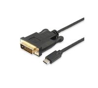 Equip Câble USB-C vers DVI-D Dual Link, M/M, 1.8m, Résolution 1920x1200, Connecteurs droits, Noir, Plug & Play, Réf: 133468