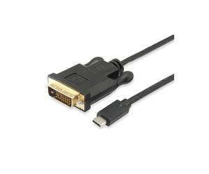 Equip Câble USB-C vers DVI-D Dual Link, M/M, 1.8m, Résolution 1920x1200, Connecteurs droits, Noir, Plug & Play, Réf: 133468