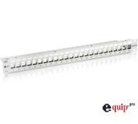 EQUIP Cat.6 Patchpanel 24 Port fuer Keystone Jacks 1HE grau Kabelhalterung Erdungskabel geschirmt