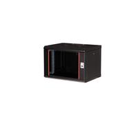 Equip EPM-07-6045-B-CBAA Rack mural 7U Acier Noir Porte Verre Trempé 600x450x418mm Rails de rack 1.5mm avec Kit de Montage Mural