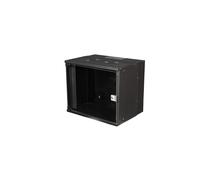 Equip EWM-09-5440-B Rack Mural 9U Acier Noir Porte Verre Trempé 463x174x400mm Profondeur Montage 36-38cm Verrouillage Clé