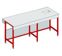 EQUIP LABO 374287 Paillasse avec cuve grès sur piètement et dosseret tablette, L 600 mm - P 750 mm