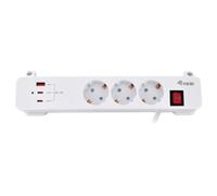 Equip Multiprise 3 x Schuko, 2 x USB-C et 1 x USB-A avec Interrupteur