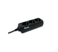 Equip Multiprise 333280 : 3 Prises Type F, 220-240V, 2200W max, Câble 1.1m, Noir, Dimensions 41x34x151mm, Connecteur C14 IEC320