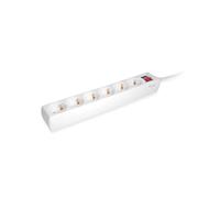 Equip Multiprise 6 Prises Type F 1.5m Câble 250V 50-60Hz Boîtier Plastique Blanc 320x50x43mm avec Interrupteur 1.5mm²