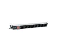 Equip PDU 333308 8 Prises Type F 1U 250V 16A 3m Câble Boîtier Aluminium Noir/Argent Conforme CE/RoHS