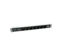 Equip PDU 333315 1U 7 Prises Type F 220-240V 16A Max 3500W avec Protection Surtension, Montage Horizontal Rack 19", Longueur câble 1.8m