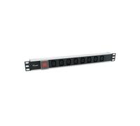 Equip PDU Basic 1U 8 Prises C13 10A 220-240V Montage Horizontal, Câble 1.8m H05VV-F 3G 1.5mm², Connecteur C14, 482.6x45x45mm, Noir