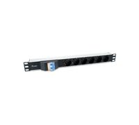 Equip PDU Basic 333312 6 Prises Type F 1U Rackable Horizontal 16A 220-240V Câble 1.8m H05VV-F 3G 1.5 mm² Aluminium Noir Certifié CE/RoHS