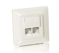 equip - Prise à montage encastré - RJ-45 X 2 - RAL 1013, nacré