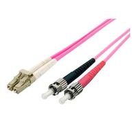 equip Pro - Cordon de raccordement - ST multi-mode (M) pour LC multi-mode (M) - 2 m - 2 m - fibre optique - duplex - 50 / 125 microns - OM4 - sans halogène - rose