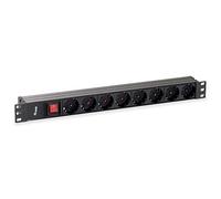 Equip - Regleta Alimentación Aluminio - Para Rack 19" 1U - 8 Tomas Schuko- 2USB - Con interruptor - Max 4000W - Protec. Sobretensión - Cable 2m - Negro
