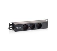 Equip Steckdosenleiste 10"(1HE)3fach +Wandmontage 1,50m sw