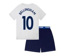 Équipe d'Angleterre Officielle - Ensemble de Pyjama Court thème Football - garçon - Blanc Bellingham - 6-7 Ans