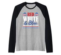 Équipe de Football américain avec Drapeau américain Rouge, Blanc et Bleu Manche Raglan