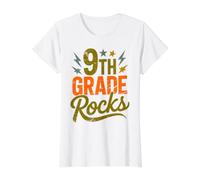 Équipe de professeurs de chœur Rockstar 9TH Grade Rocks pour Le Premier Jour T-Shirt Graphique avec Valeur, Femme, Blanc, XS