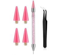 Équipé de têtes de crayon diamant blanches et roses et d'une pince à épiler, de stylos à diamant, d'outils à ongles
