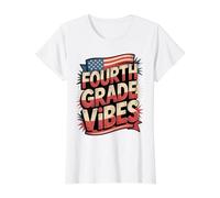 Équipe d'enseignants américains de quatrième année Vibes First Day America T-Shirt Graphique avec Valeur