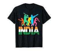 Équipe Indienne colorée des Joueurs de Cricket Indiens T-Shirt Graphique avec Valeur