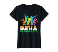 Équipe Indienne colorée des Joueurs de Cricket Indiens T-Shirt Graphique avec Valeur