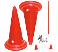 Équipement d'agilité pour chien Le parcours d'agilité pour chien réglable en hauteur et en largeur comprend 2 cônes et 1 barre transversale Cours extérieur dans la cour pour l'entraînement l'ex