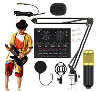 Équipement de diffusion en direct - Kit de microphone, Kit Pro Streaming et podcasting - Cardioïde dynamique avec interface audio, bras de ciseaux, pare-brise | Microphone à condensateur Bm800 pour