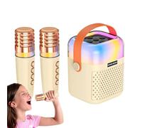 Équipement de karaoké Enfant - Haut-Parleur Compact avec Connexion sans Fil et Microphones Doubles, Batterie Rechargeable | Système de chansons pour Les fêtes de Famille et Les activités de Plein air