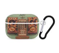 Équipement de musique jazz avec fond vintage - Organiseur de écouteurs résistant aux chocs - Housse de protection pour Airpods Pro avec mousqueton et clip anti-chute - Pour Airpods Pro 2ème génération